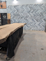 White Oak Live Edge Wood Slab #A946 146" x 34" - 43" x 2.6"