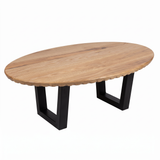 Solid Ash Coffee Table with Scalloped Edge & Uwharrie Base
