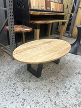 Solid Ash Coffee Table with Scalloped Edge & Uwharrie Base