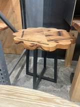 Scalloped Red Oak Side Table – One of One Handcrafted Red Oak & Black Epoxy Table