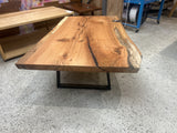 One-of-a-Kind Red Oak Live Edge Coffee Table with Zebulon Base | 56" x 35"