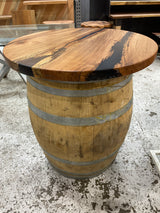 White Oak Barrel Table with Red Oak Top