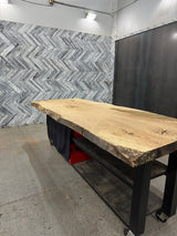 White Oak Live Edge Wood Slab #A860 113" x 42" - 48" x 3.0