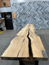 White Oak Live Edge Wood Slab #E709 129" x 25" - 30" x 2.4"