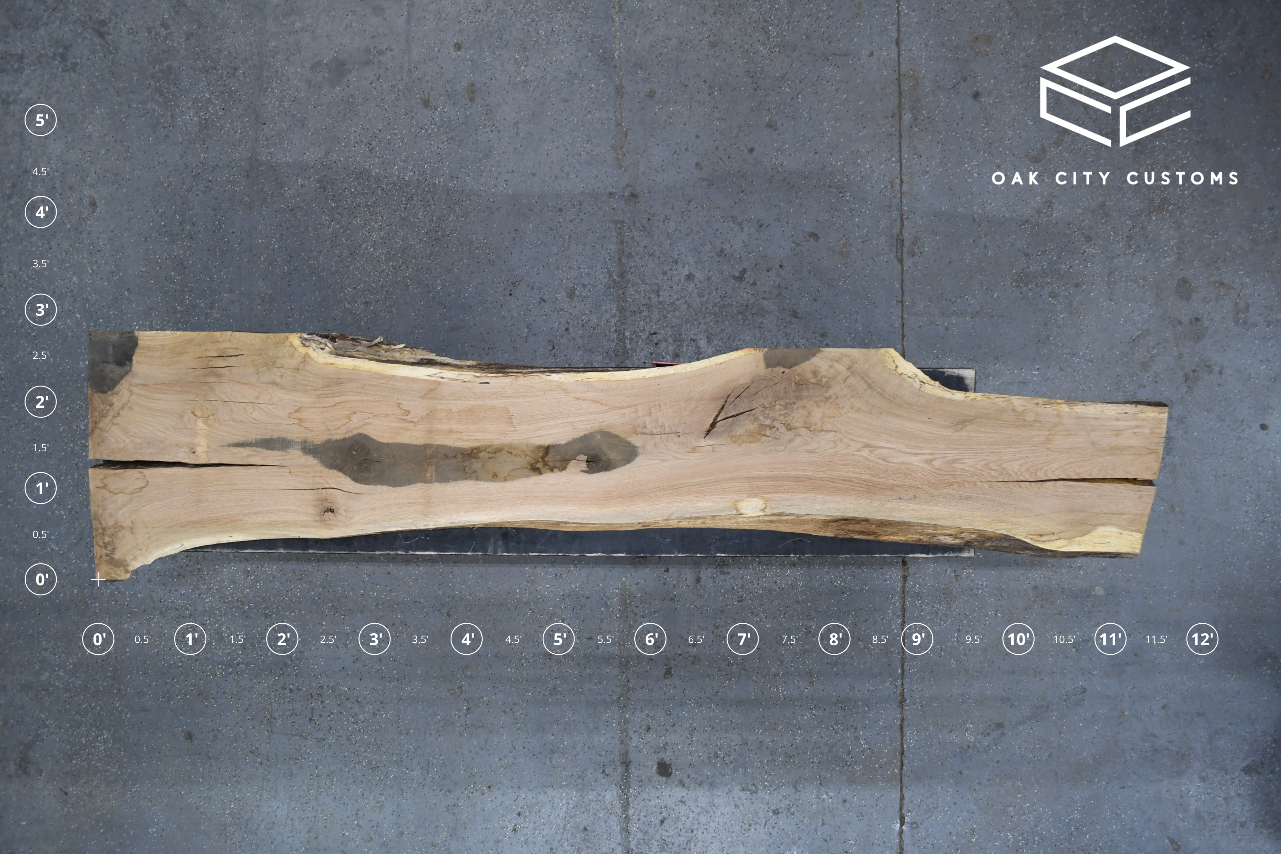 White Oak Live Edge Wood Slab #B720 132