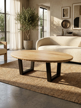 Solid Ash Coffee Table with Scalloped Edge & Uwharrie Base