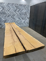 White Oak Live Edge Wood Slab #A785 151" x 33" - 40" x 3.6"
