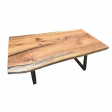 One-of-a-Kind Red Oak Live Edge Coffee Table with Zebulon Base | 56" x 35"