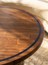 Sapele Wood Dining Table with Royal Blue Epoxy Inlay