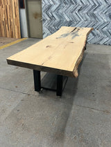 White Oak Live Edge Wood Slab #A299 136" x 32" - 43" x 2.6"