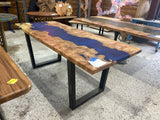 Yeopim - Spalted Maple Burl & Deep Blue Epoxy River Table | Oak City Customs