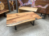 One-of-a-Kind Red Oak Live Edge Coffee Table with Zebulon Base | 56" x 35"