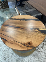 White Oak Barrel Table with Red Oak Top