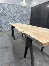 (Pre-Built) Rustic Hardwood Live Edge Tabletop #PB182 155" x 39" - 46" x 2.3" — detail 1 — Oak City Customs