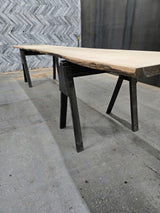 (Pre-Built) Ash Live Edge Tabletop #PB217 196" x 35" - 42" x 2.2" — detail 1 — Oak City Customs