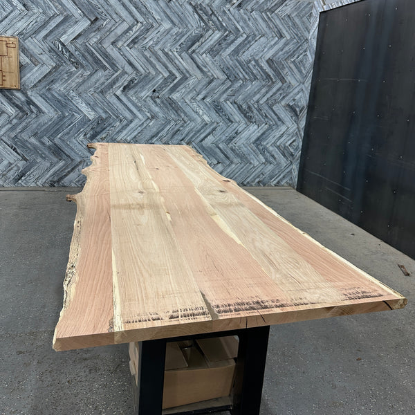 (Pre-Built) Red Oak Live Edge Tabletop #PB078 127" x 37" - 44" x 1.5"