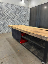 White Oak Live Edge Wood Slab #A850 113" x 30" - 42" x 2.7