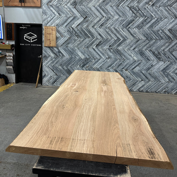 (Pre-Built) White Oak Live Edge Tabletop #PB069 107" x 40" - 43" x 2.0"