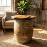 White Oak Barrel Table with Red Oak Top