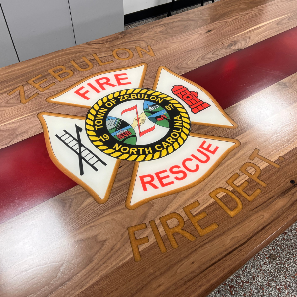 Custom Firehouse Logo Tables