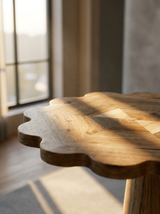 One-of-a-Kind Scalloped Solid Persimmon Wooden Table Top