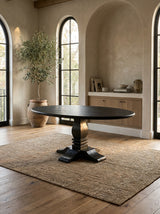 PERQUIMANS - Oval Black Ash Pedestal Dining Table | 54" Modern Farmhouse