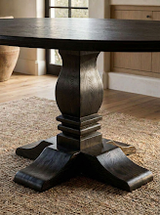 PERQUIMANS - Oval Black Ash Pedestal Dining Table | 54" Modern Farmhouse