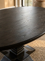 PERQUIMANS - Oval Black Ash Pedestal Dining Table | 54" Modern Farmhouse