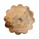 Handcrafted Scalloped Persimmon Table Top – 25" x 25" One-of-a-Kind Geometric Wood Accent