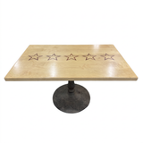 Hard Maple Dining Table with Cast Iron Base & Yamagata Red Star Inlay | One of One
