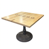 Hard Maple Dining Table with Cast Iron Base & Yamagata Red Star Inlay | One of One