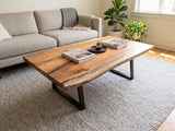 One-of-a-Kind Red Oak Live Edge Coffee Table with Zebulon Base | 56" x 35"