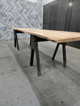 (Pre-Built) Red Oak Live Edge Tabletop #PB183 181" x 44" - 48" x 1.9" — detail 1 — Oak City Customs