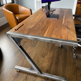 Custom Hardwood Desk w/ Steel 'Z' Base
