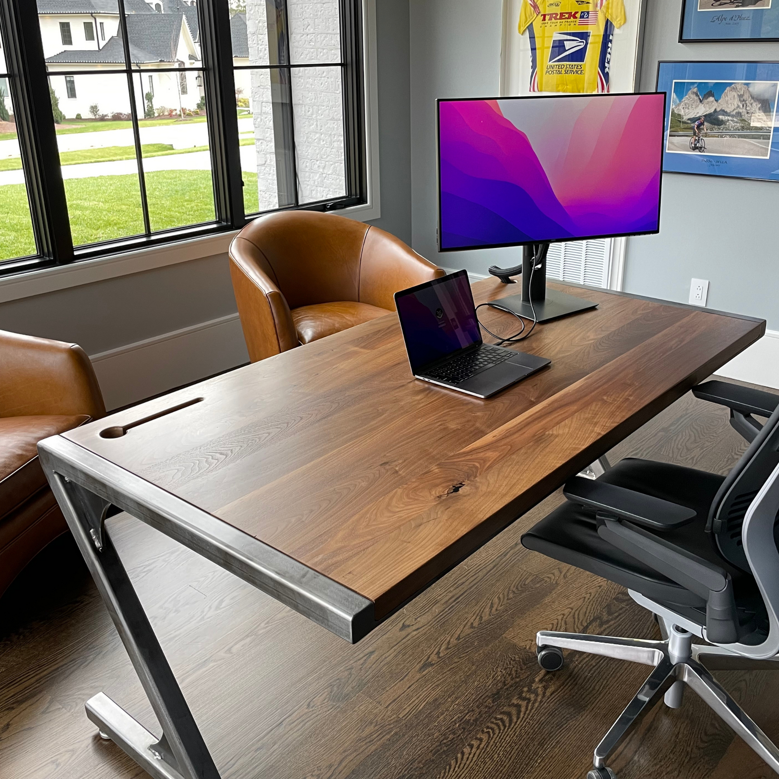 Custom Hardwood Desk w/ Steel 'Z' Base – Oak City Customs