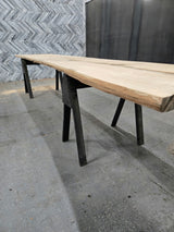 (Pre-Built) Ash Live Edge Tabletop #PB215 197" x 37" - 43" x 2.5" — detail 1 — Oak City Customs