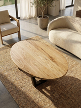 Solid Ash Coffee Table with Scalloped Edge & Uwharrie Base