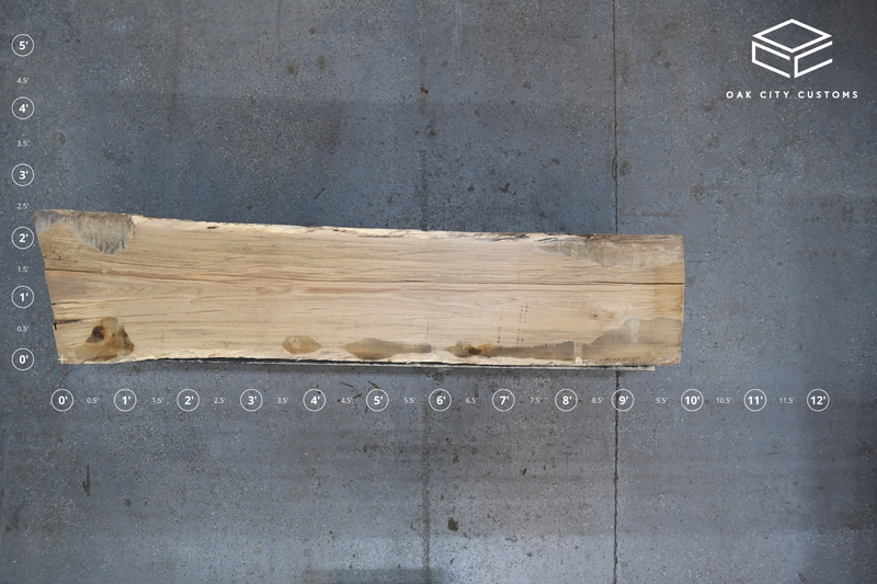 White Oak Live Edge Wood Slab #S783 113" x 23" - 28" x 4.3"