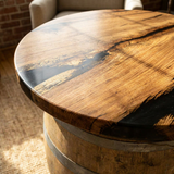 White Oak Barrel Table with Red Oak Top