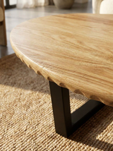 Solid Ash Coffee Table with Scalloped Edge & Uwharrie Base