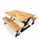 Live Edge Dining Table & Matching Bench Seats