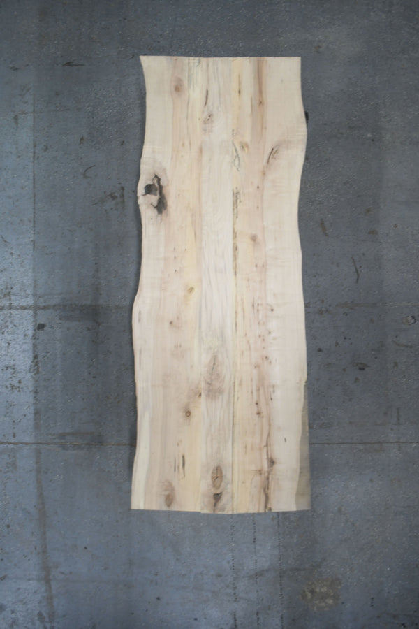 (Pre-Built) White Oak Live Edge Tabletop #PB212 114" x 39" - 44" x 1.9" — overhead view — Oak City Customs