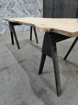(Pre-Built) Soft Maple Live Edge Tabletop #PB209 114" x 38" - 43" x 2.0" — detail 2 — Oak City Customs