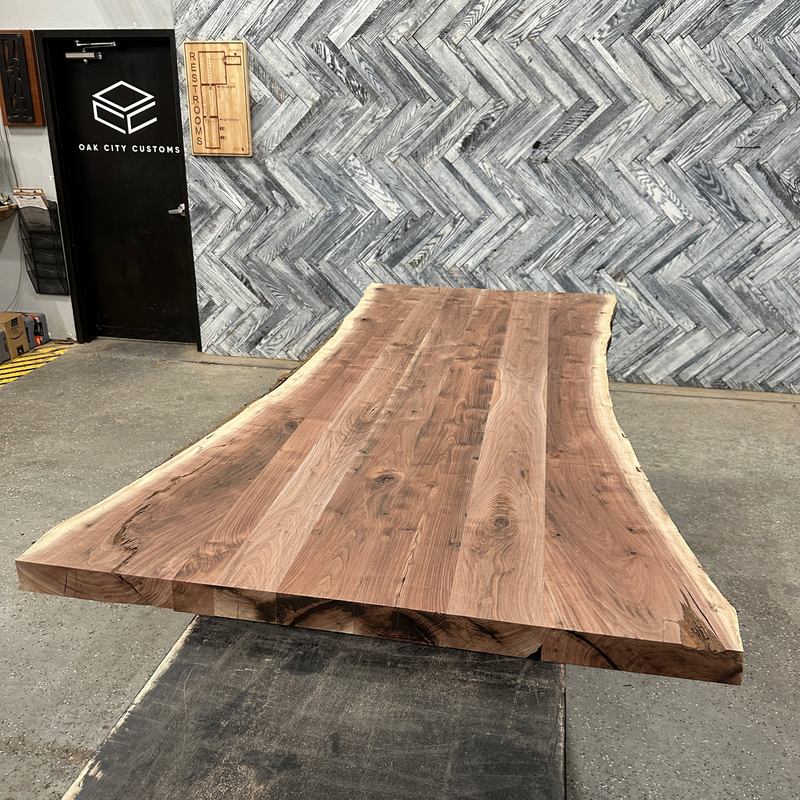 (Pre-Built) Walnut Live Edge Tabletop #PB017 92" x 35" - 46" x 2.3"