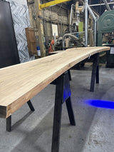 (Pre-Built) Ash Live Edge Tabletop #PB222 140" x 29" - 50" x 2.6" — detail 1 — Oak City Customs
