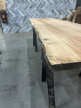 (Pre-Built) Red Oak Live Edge Tabletop #PB238 150" x 42" - 47" x 2.1" — detail 1 — Oak City Customs