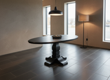 Perquimans - Oval Black Ash Pedestal Dining Table | 54" Modern Farmhouse