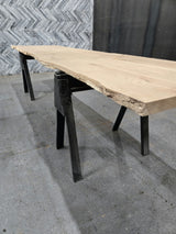 (Pre-Built) White Oak Live Edge Tabletop #PB198 181" x 40" - 47" x 2.1" — detail 1 — Oak City Customs