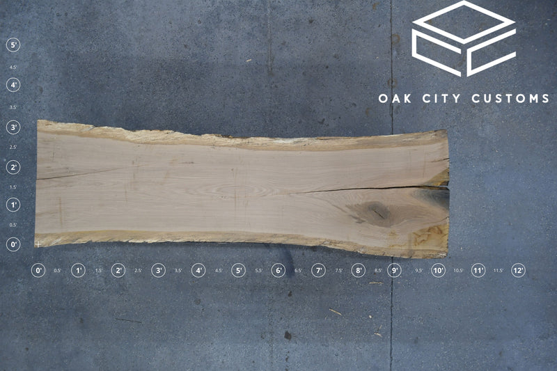 White Oak Live Edge Wood Slab #A151 119" x 30"-38" x 2.6"